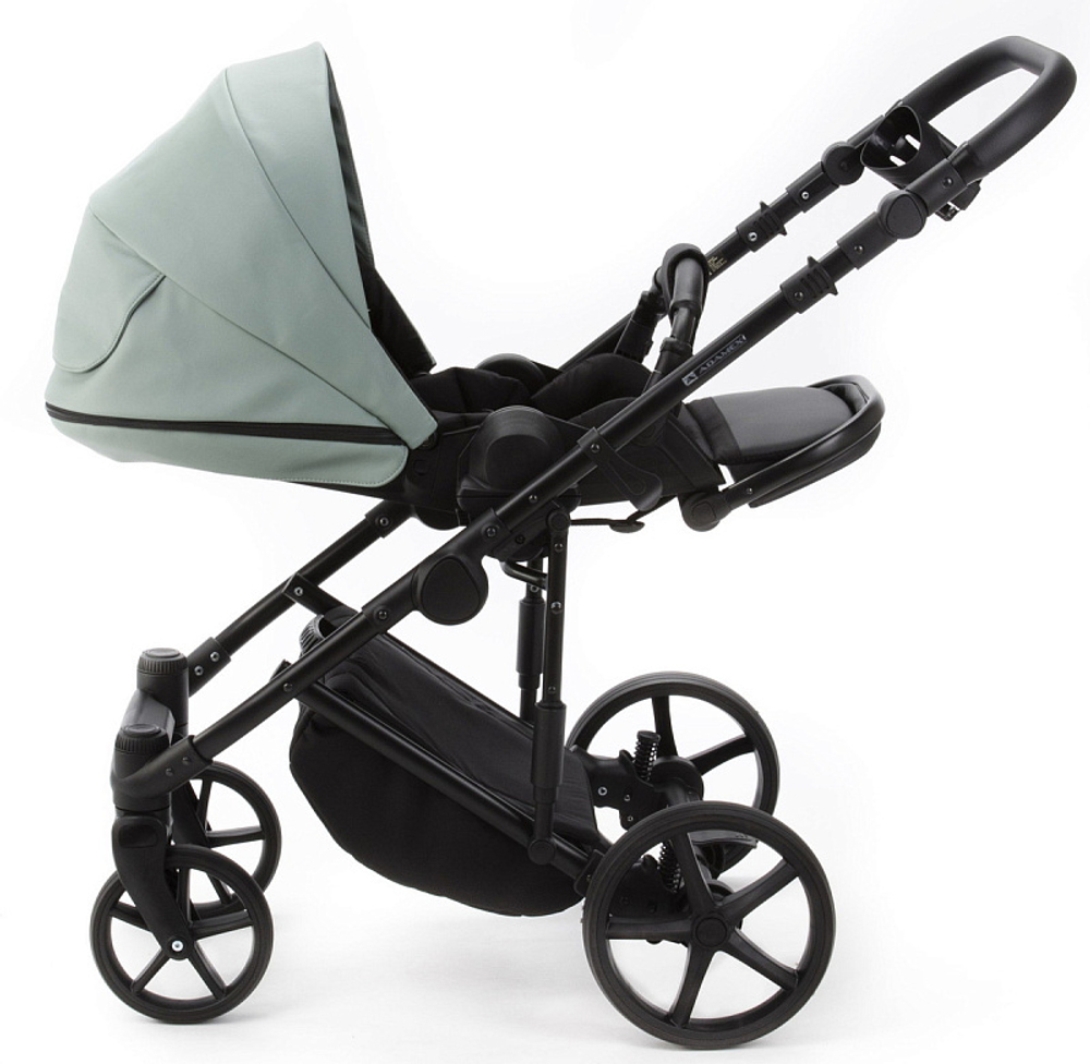 Детская коляска Adamex Zico Deluxe New 2 в 1 ZN-SA20 (СЕРО-ЗЕЛЕНАЯ КОЖА)