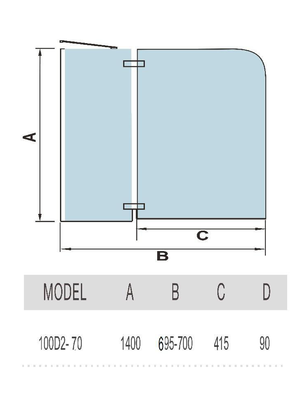 Ограждение на ванну WeltWasser  WW100 Арт. 100D2-70 10000000934 прямоугольная-ассиметричная