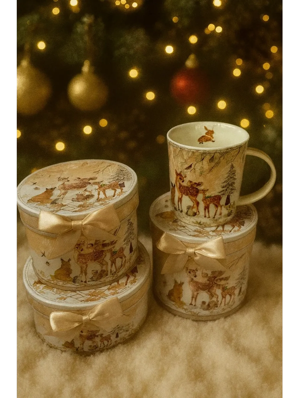 Новогодний подарочный кружка с изображением зверушек