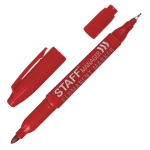 Маркер перманентный двусторонний STAFF "Manager" PM-625, КРАСНЫЙ, наконечники 0,8 мм/2,2 мм