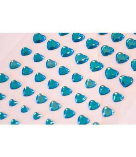 Стразы самоклеющиеся сердечки разного размера 101 шт голубые
