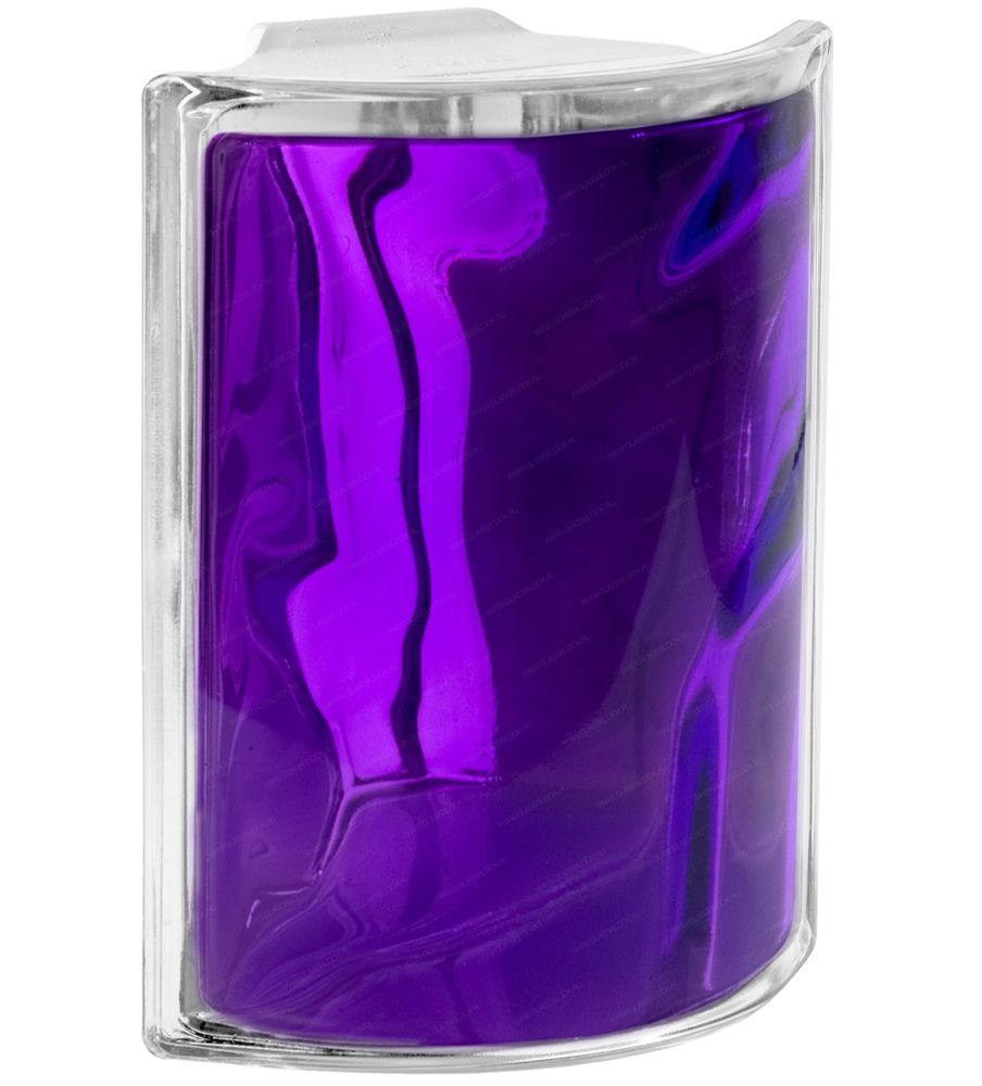 Купить Угловой стеклоблок фиолетовый окрашенный изнутри Vitrablok  19x10x10x8 закругленный