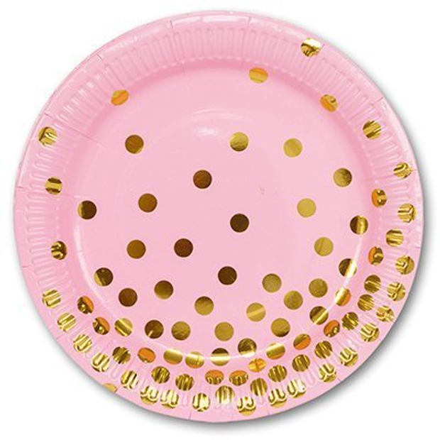 Тарелка бум Горошек золотой 17см 6шт/