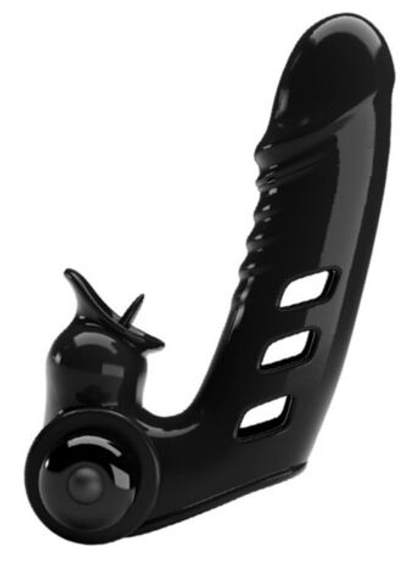 Черная вибронасадка на палец Corbin - 11 см.