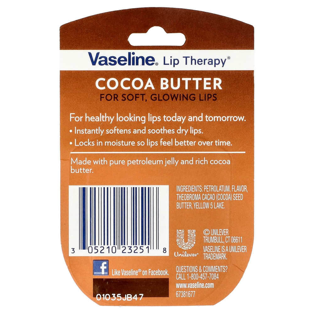 Vaseline, уход для губ, какао-масло, 7 г (0.25 унций)
