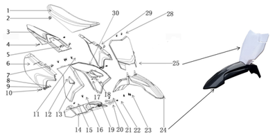 Запчасти F к питбайку Motax MINICROSS E1500