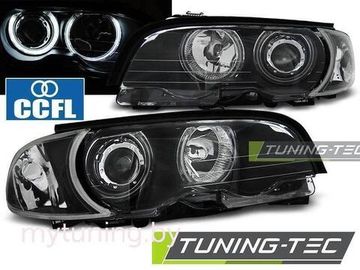 Передние фары Bmw 3 E46 angel eyes ccfl black