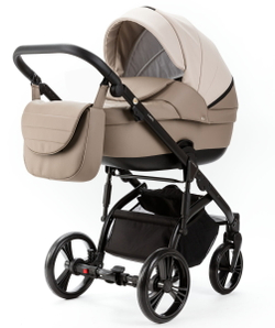 Детская коляска Adamex Lanti Deluxe 2 в 1 LN-SD44 (СВ.БЕЖ.КОЖА + Т.БЕЖ.КОЖА)