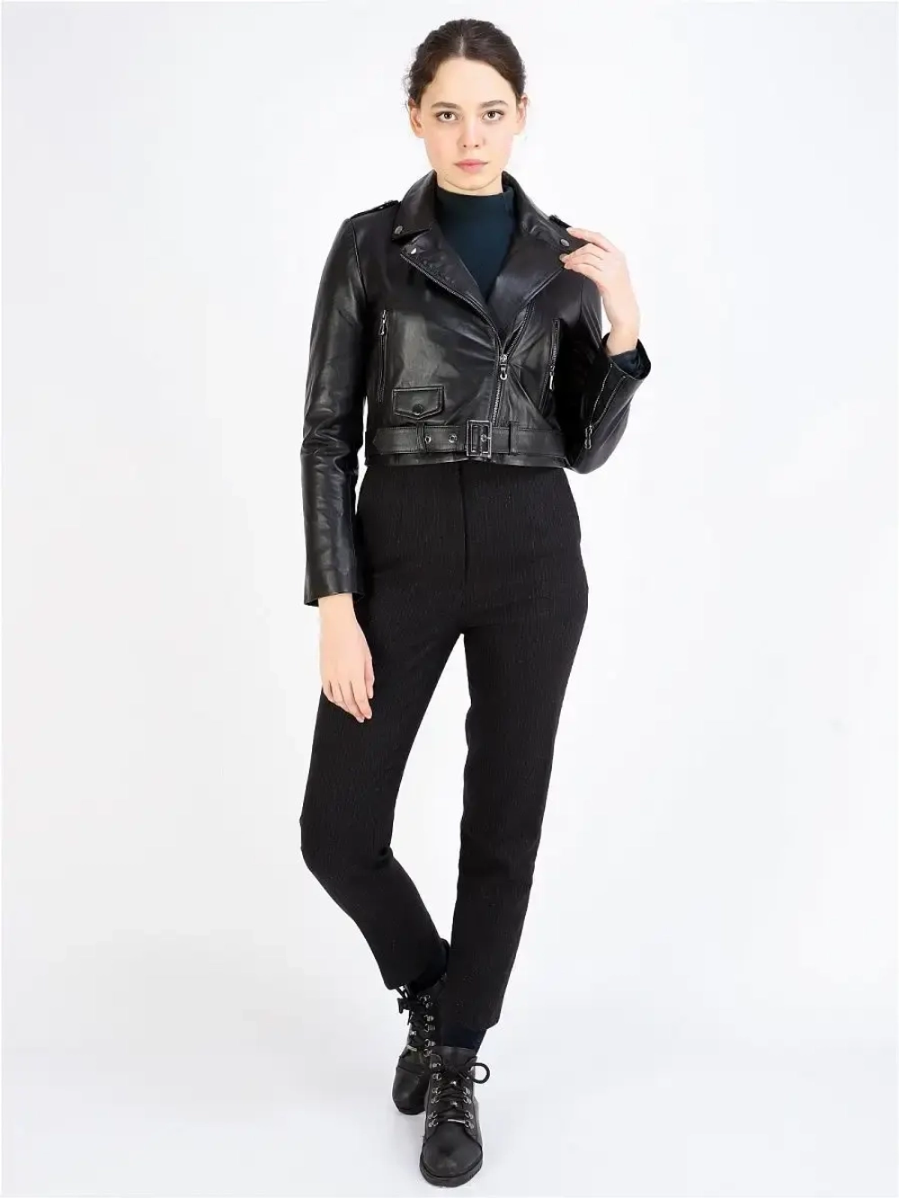 Женская косуха/кожаная/кожаная куртка/Турция