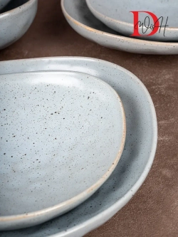 Набор посуды 2 тарелки мятый фарфор 25 см