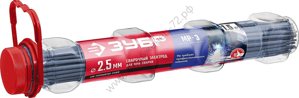 ЗУБР Д 2,5 х 350 мм, 1,5 кг в ПВХ тубе, МР-3 рутиловый, Электрод сварочный (40011-2.5)