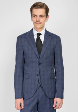 Мужской костюм в клетку (синий) А42