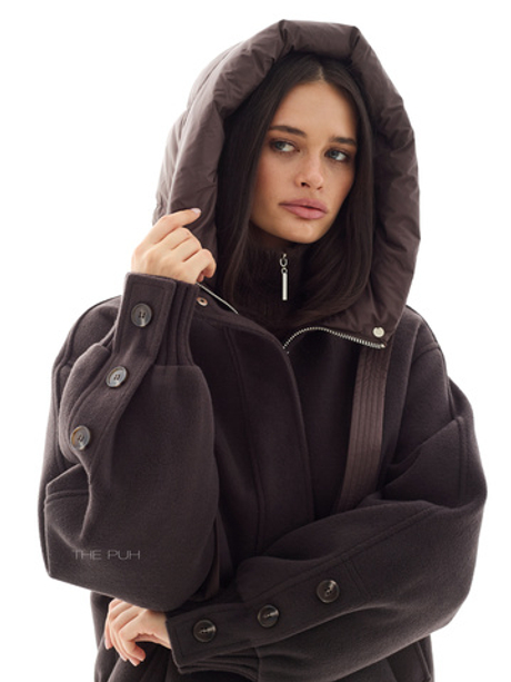 Шоколадная куртка с вязаными вставками