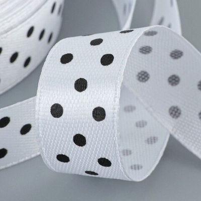 Атласная лента в горошек 25 мм