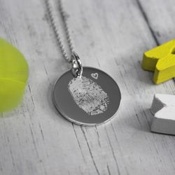 Серебряный кулон подвеска с детским отпечатком пальца на заказ