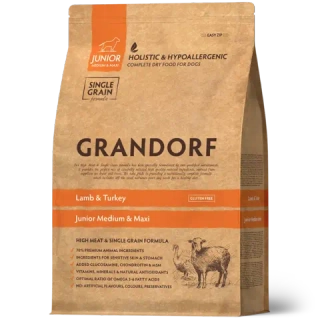 Grandorf Lamb & Turkey, Junior Medium & Maxi для юниоров средних и крупных пород (Ягнёнок с индейкой)