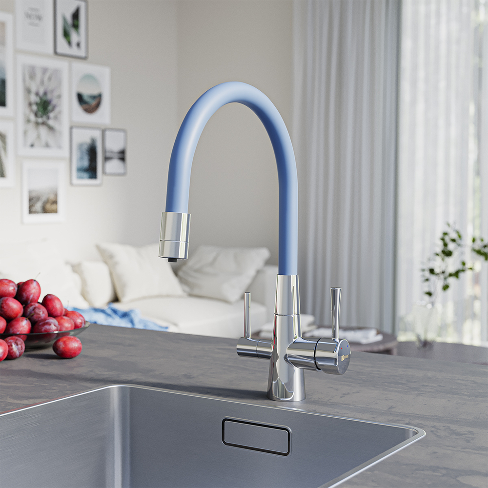 Смеситель Lemark Comfort LM3075C-SkyBlue для кухни с подключением к фильтру с питьевой водой