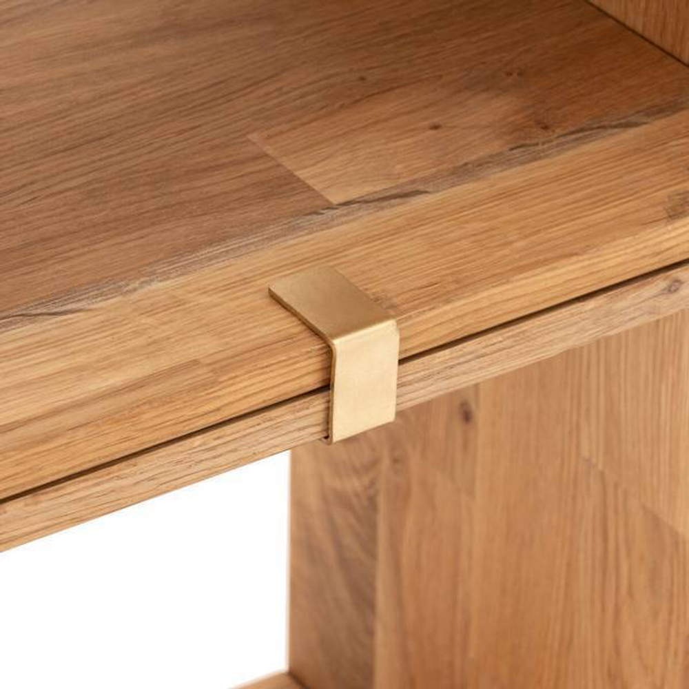 Комплект полок Эдгар 35х28х35 см деревянных / Полки напольные дизайнерские / стеллаж модульный - 2 куба из массива дуба, цвет натуральный дуб