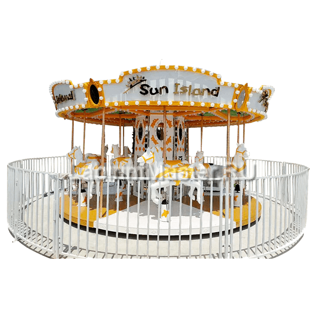 Электрическая Аттракцион свадебная карусель «Белые лошадки», 5,8 × 5,8 × 3,2 м