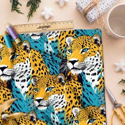 Ткань премиум сатин крупные хищные кошки