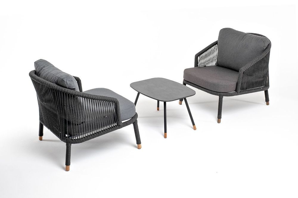 "Верона" лаунж-зона 5-местная плетеная из роупа (веревки), каркас алюминиевый темно-серый, роуп темно-серый