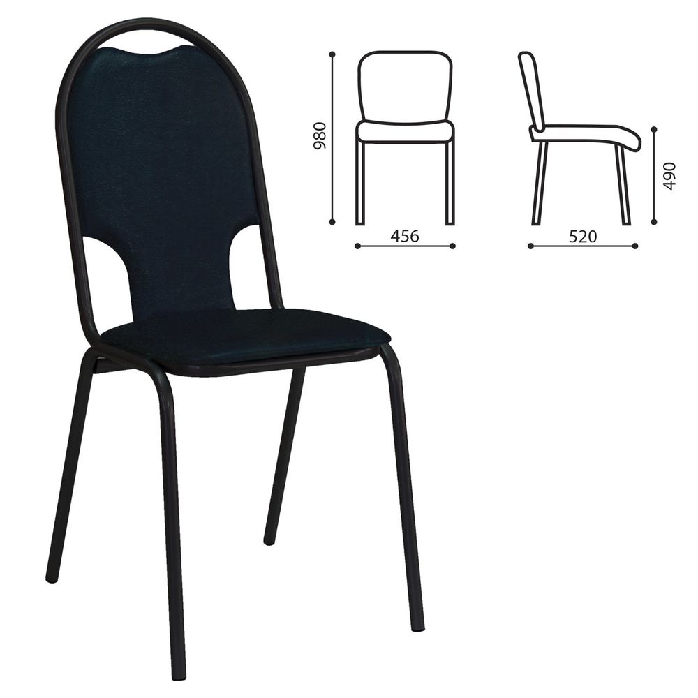 Стул COMFUR РС02М, офисный, для посетителей, искусственная кожа, чёрный, 44х54х95.5 см