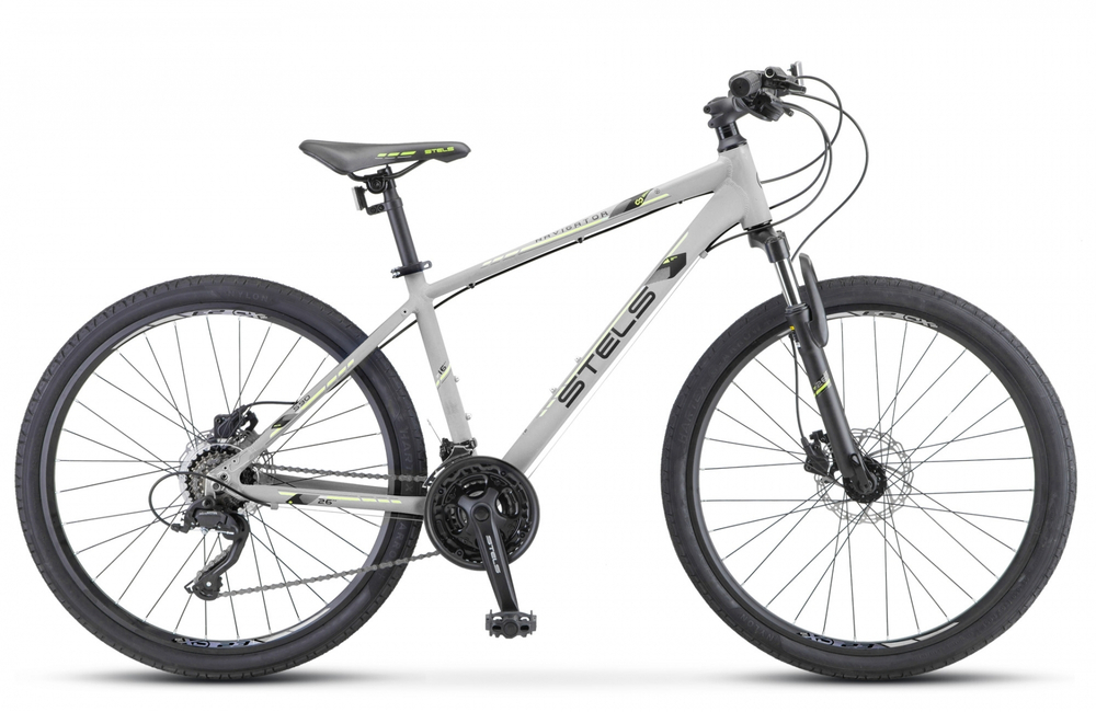 Велосипед Stels Navigator 590 D 26" K010 рама 18" серый/салатовый