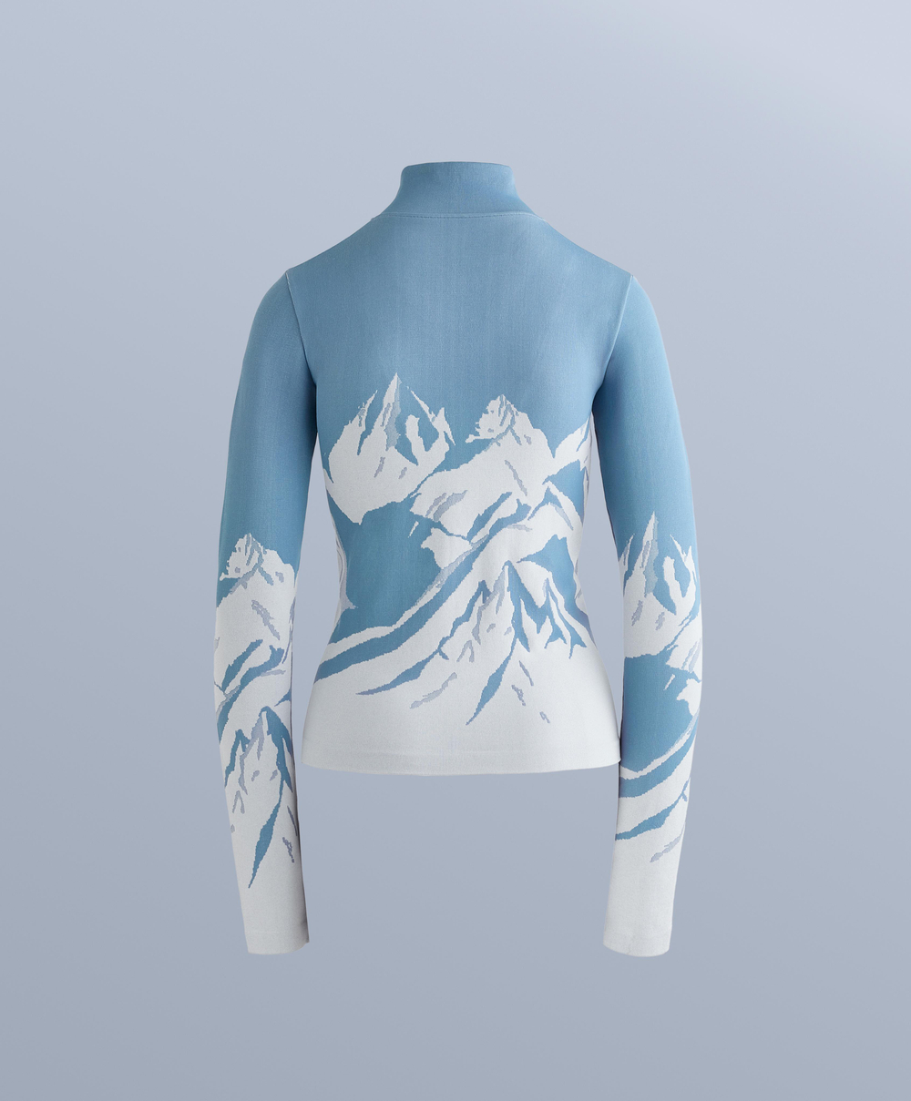 Oysho Бесшовная термофутболка базового слоя с молнией, голубой