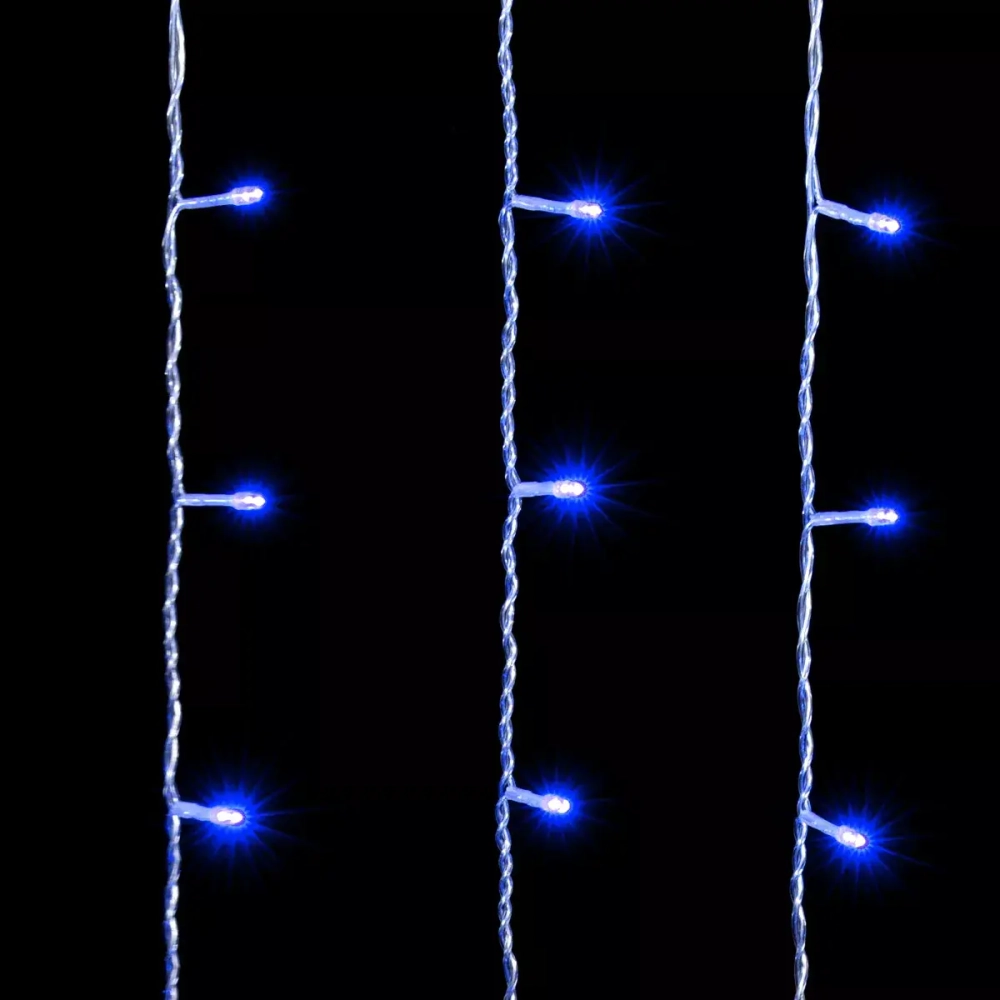 Светодиодный занавес 2*1 м., 200 синих LED ламп, прозрачный провод ПВХ, LTC (PCL202-10-2B)