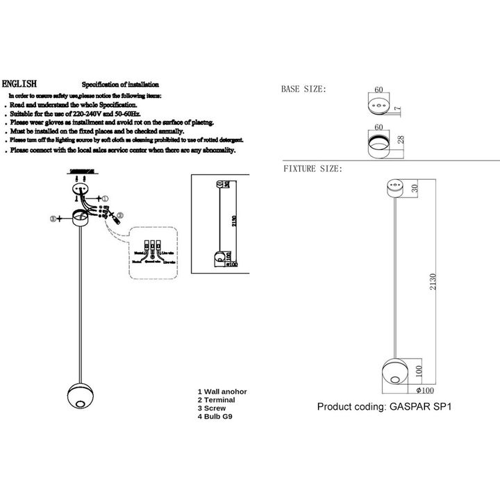 Подвесной светильник Crystal Lux Gaspar SP1 White