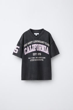 ZARA ФУТБОЛКА С НАДПИСЬЮ, АНТРАЦИТОВО-СЕРЫЙ