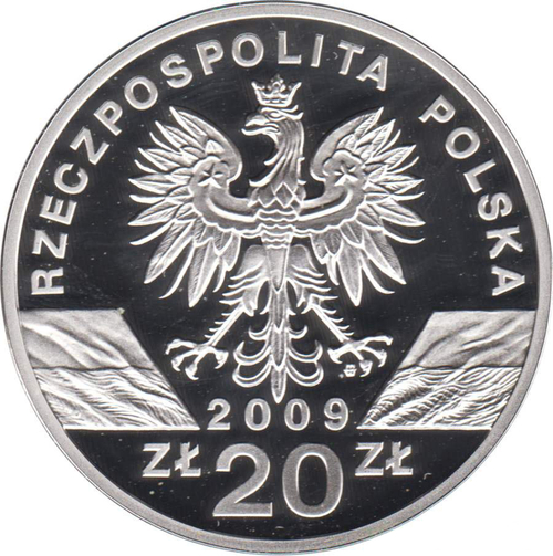 20 злотых. Зелёная ящерица, Lacerta viridis. 2009 год. Польша.
