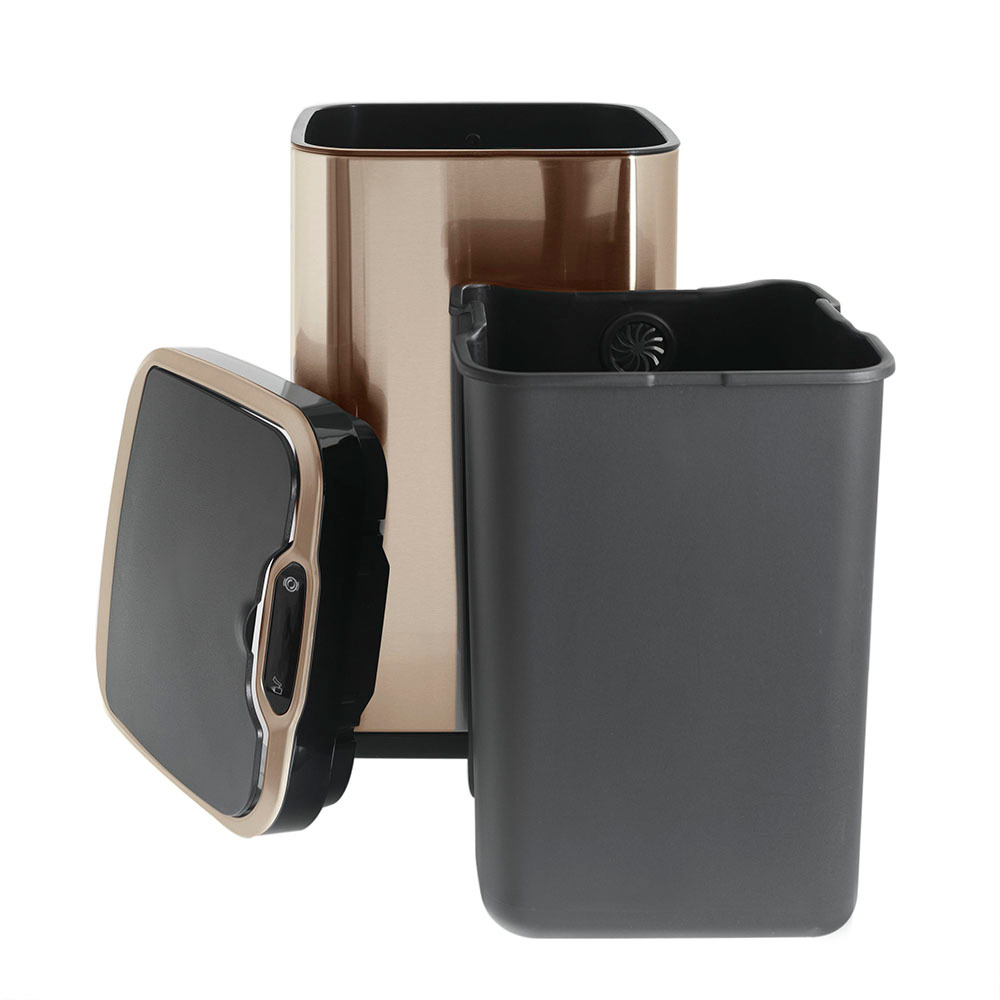 Ведро для мусора сенсорное, квадратное, внутр ведро, Foodatlas JAH-6311, 13 л (золотой)