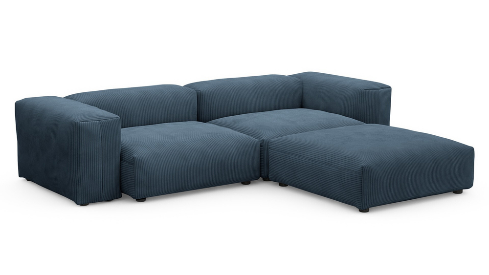 Диван с оттоманкой Фиджи Cilium Indigo 273*221*62 см, Синий Вельвет Нераскладной Фиеста