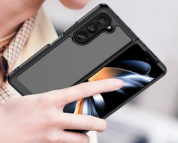 Усиленный двухкомпонентный чехол с черными рамками для Samsung Galaxy Z Fold5, мягкий отклик кнопок