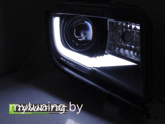Передние фары Tube Light для Chevrolet Camaro V (09-13) черные