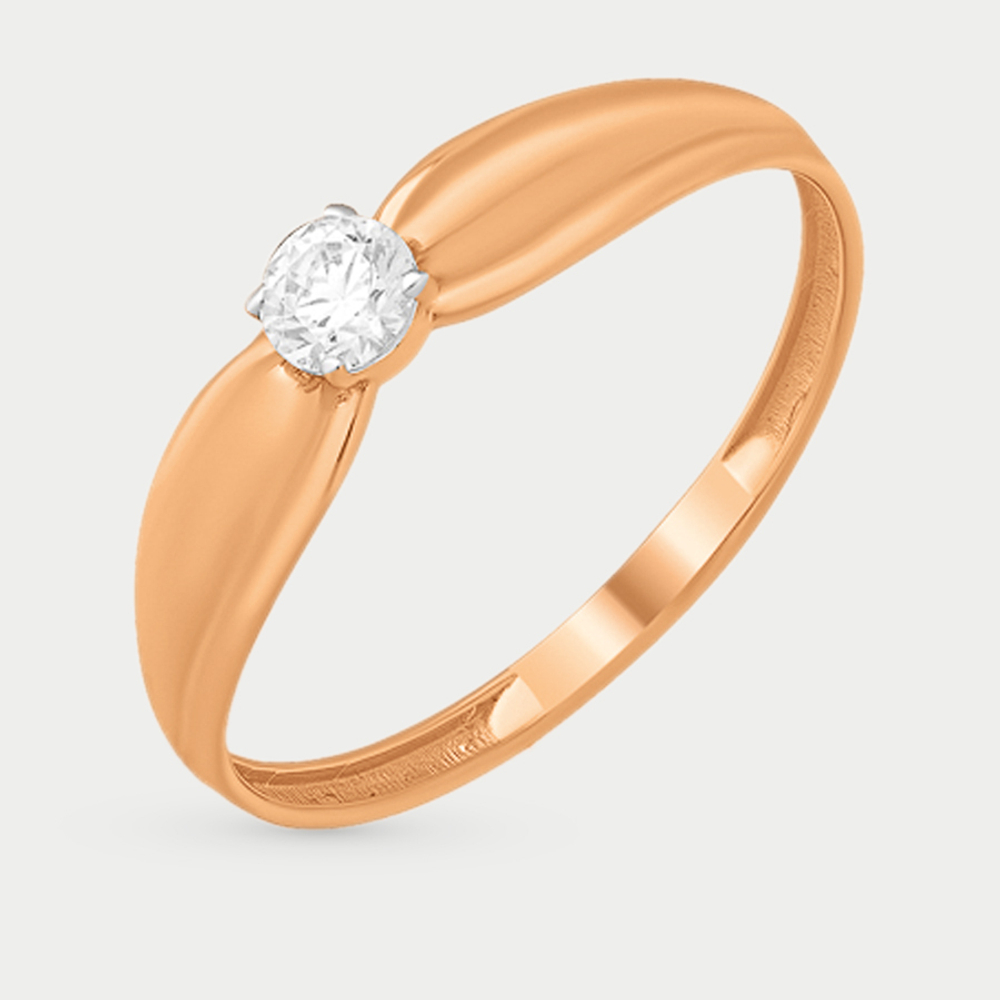 Помолвочное кольцо из розового золота 585 пробы с фианитами для женщин (арт. К13212155)