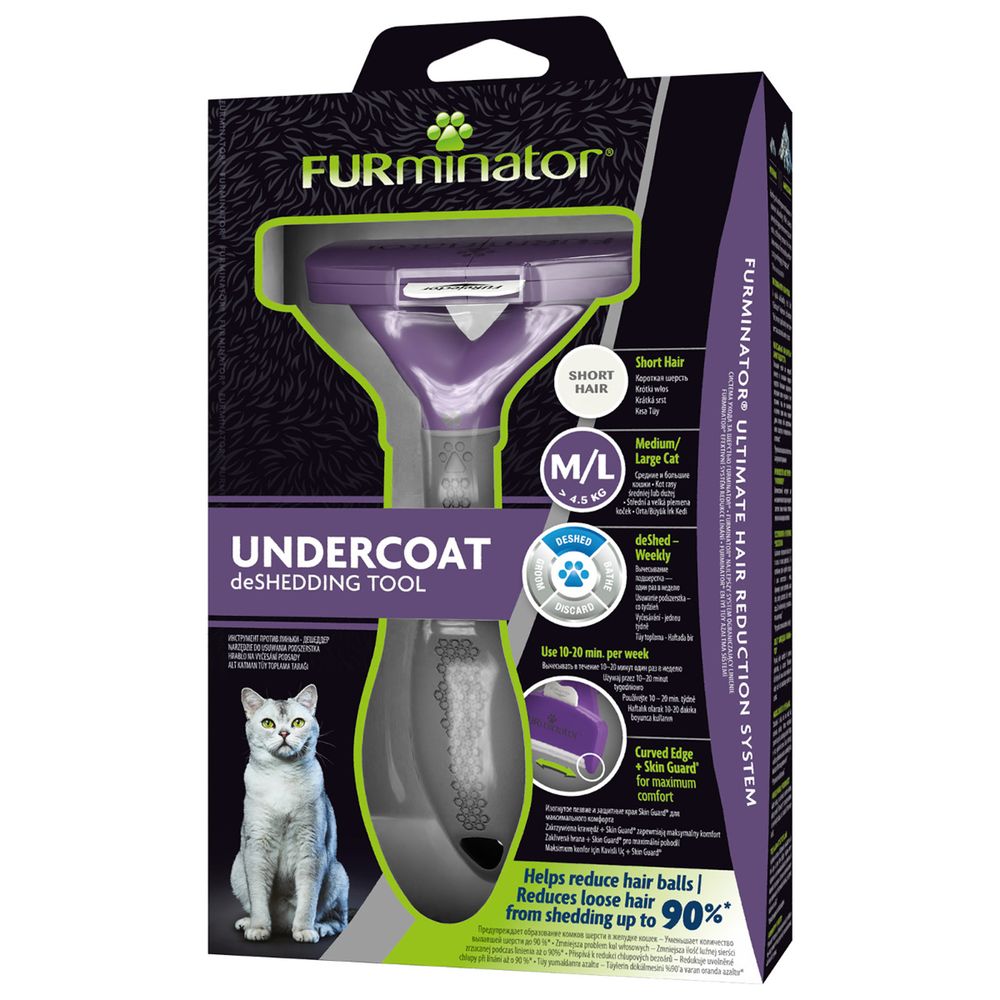Фурминатор для кошек больших короткошерстных пород, FURminator Cat Undercoat M/L Short Hair 12 YA Фурминатор для кошек больших короткошерстных пород, FURminator Cat Undercoat M/L Short Hair 12 YA