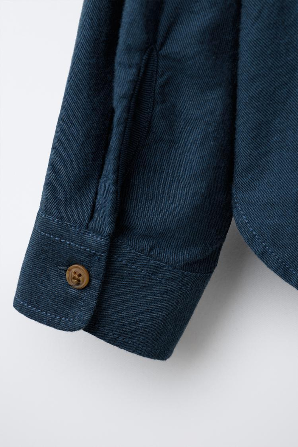 ZARA ФЛАНЕЛЕВАЯ РУБАШКА С КАРМАНОМ, УТИНО-СИНИЙ