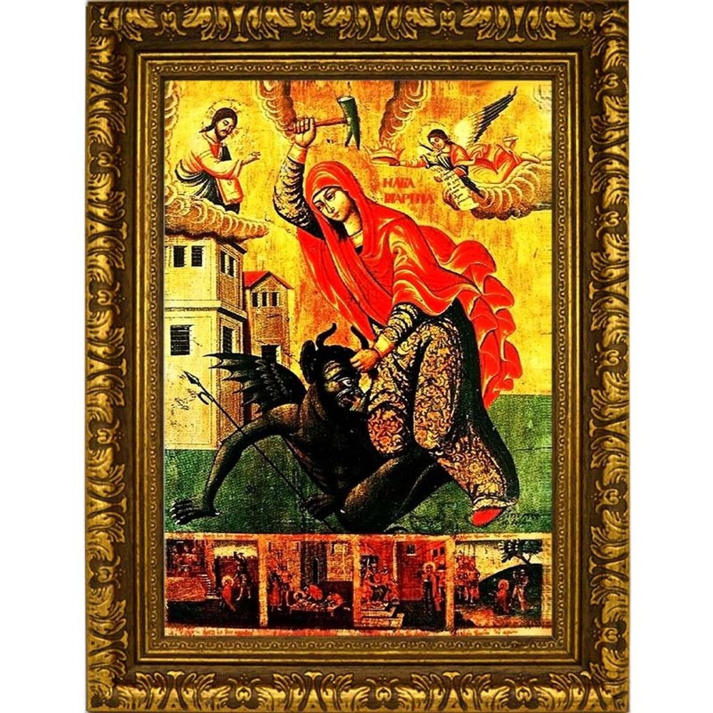 Марина (Маргарита) Антиохийская Святая, побивающая беса. Копия старинной иконы.