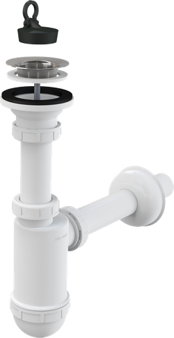 Сифон для умывальника Alca Plast A411 32 мм с нержавеющей peшeткой 63 мм