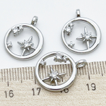 Подвеска Космос, родиевое покрытие, фианиты, размер 20*16 мм, цена за 1 шт