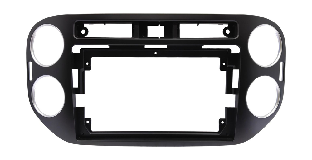 Комплект рамки с разъёмами 9"+can VW Tiguan 2011-2016 (квадратная аварийка) черный глянец - Car-Smart 8008B