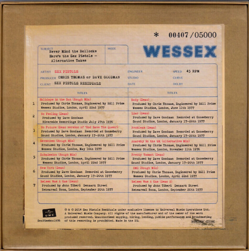 Sex Pistols / Never Mind The Bollocks Here's The Sex Pistols - Alternative Takes (Limited Edition)(7x7"Vinyl Single)