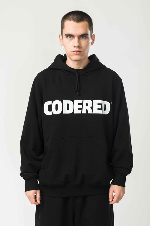 Худи Codered Base Hoodie Wide Summer Logo R Черный/Белый принт CODERED