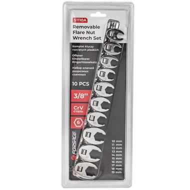 Ключи разрезные съемные, набор 10пр., 3/8''(10-19мм, 6гр.) Forsage F-51110A