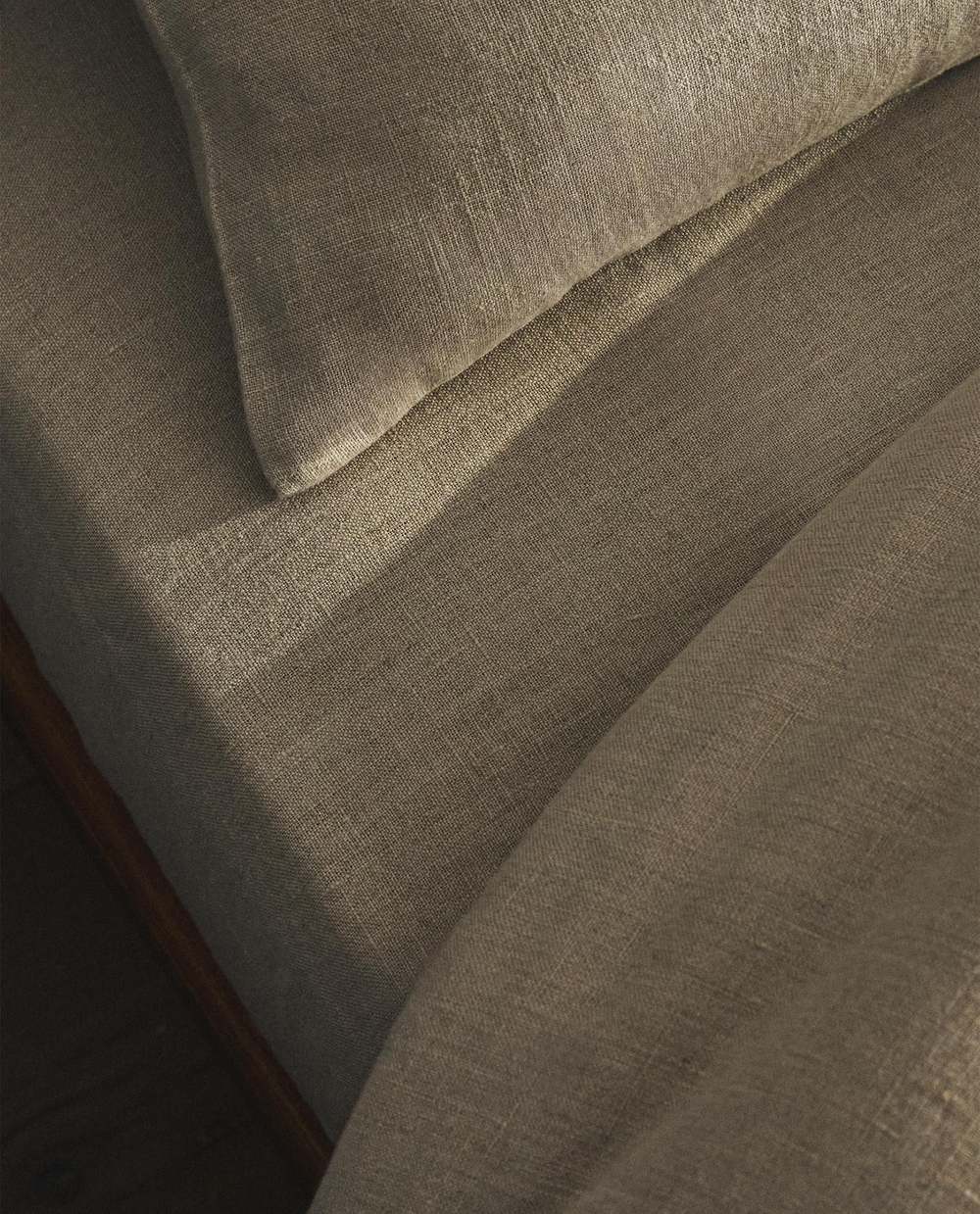 Zara Home - Простыня льняные брюки / 30 см высокий, светло-бежевый, 180х200х30 см