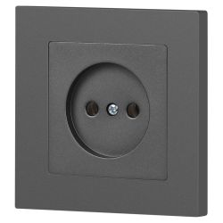 Розетка Intro Accent 6-201-07 2P 16А-250В IP20 СУ AL/CU графит | Intro
