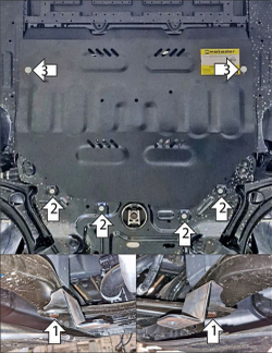 Защита картера двигателя, КПП. 2 мм, Сталь. для GAC Empow 2025-н.в., Motodor.77807