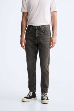 ZARA ДЖИНСЫ CROPPED SLIM, УГОЛЬНЫЙ